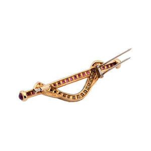 Charles Krypel 18K Gold Diamonds Rubies Pin Brooch (195672333504)