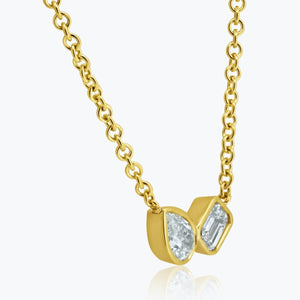Gold Pear Emerald Cut Diamond Pendant - FREE WORLD-WIDE SHIPPING - JEWELRY STORE