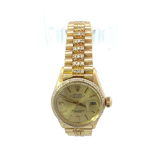 Womens Rolex Datejust President 18K Yellow Gold Diamonds