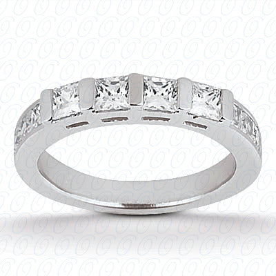 Princess Cut Set Halfway Diamond Wedding Band  - ENS471-B